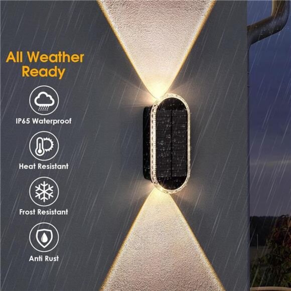 3 Modes/ Up & Down Lighting Solar Fence Lights: This solar wall lights uses up & - Picture 4 of 7